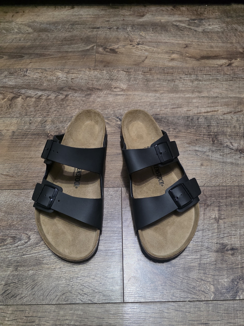 Birkenstock Black Two-Buckle Sandals with Suede Footbed Men Size 12 - Picture 3 of 12